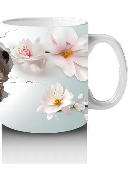 Çiçekler Arasında Duvarı Delen Sevimli Su Samuru - Baskılı Kahve Kupası fırsatları