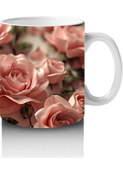 Pembe Çiçek Bahçesinde Zarif Kelebek - Baskılı Kahve Kupası fırsatları