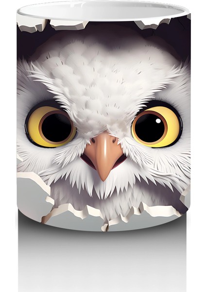 Mor Çiçekler Arasında Bakan Sarı Gözlü Baykuş – Baskılı Kahve Kupası modelleri