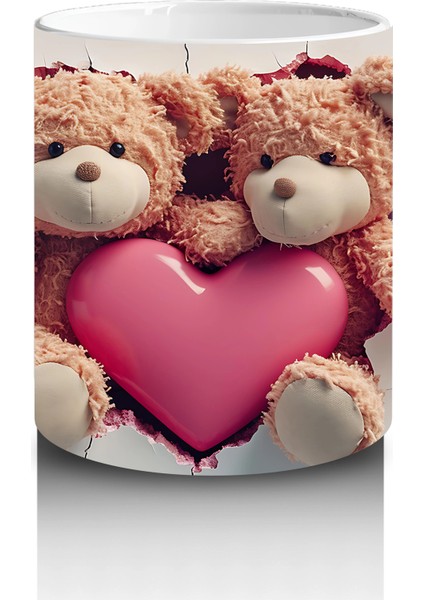 Kalp Arasında Sarılmış Sevimli Ayıcıklar – Baskılı Kahve Kupası modelleri