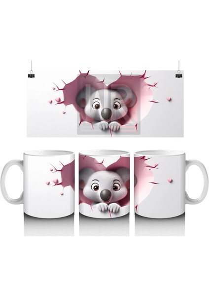 Pembe Duvarı Delen Sevimli Koala – Baskılı Kahve Kupası