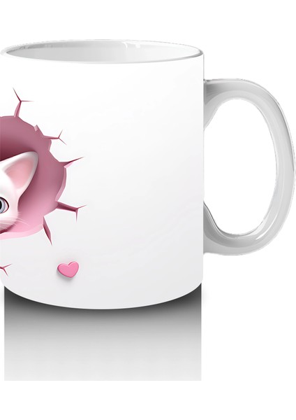 Kalpli Duvar Arasında Aşık Kedi Çifti - Baskılı Kahve Kupası fırsatları