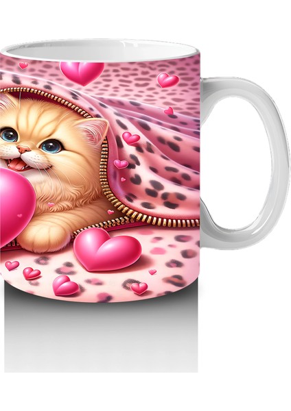 Kalpli Yastığa Sarılmış Çift Kedi – Baskılı Kahve Kupası fırsatları