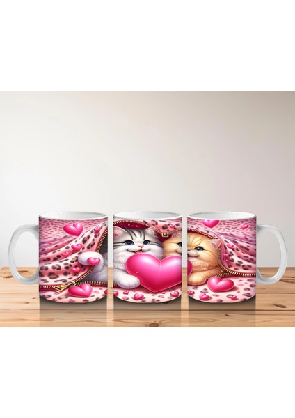 Kalpli Yastığa Sarılmış Çift Kedi – Baskılı Kahve Kupası indirimleri