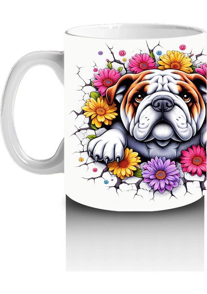 Çiçekli Taç Takmış Bulldog Illüstrasyonu – Baskılı Kahve Kupası fiyatları