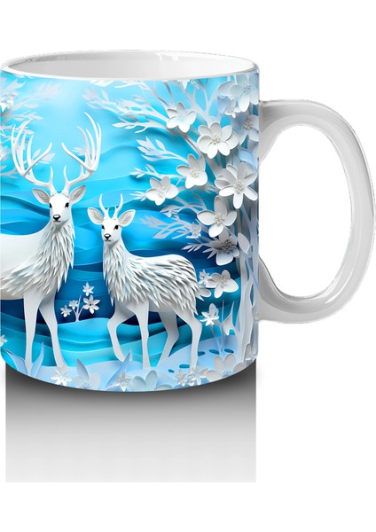 Beyaz Kuşlarla Süslenmiş Buz Mavisi Çiçek Bahçesi – Baskılı Kahve Kupası fırsatları