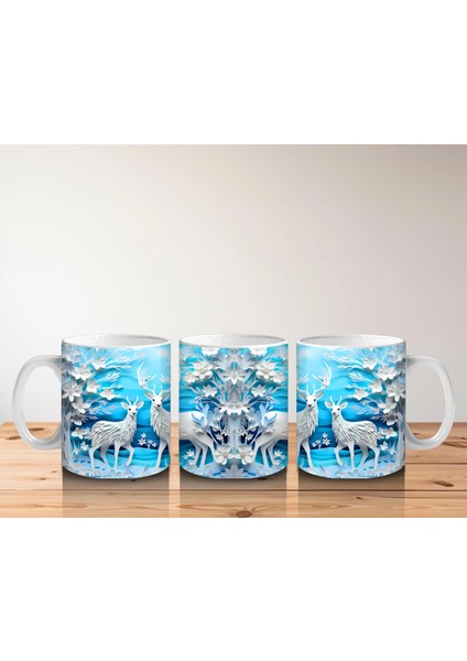 Beyaz Kuşlarla Süslenmiş Buz Mavisi Çiçek Bahçesi – Baskılı Kahve Kupası indirimleri