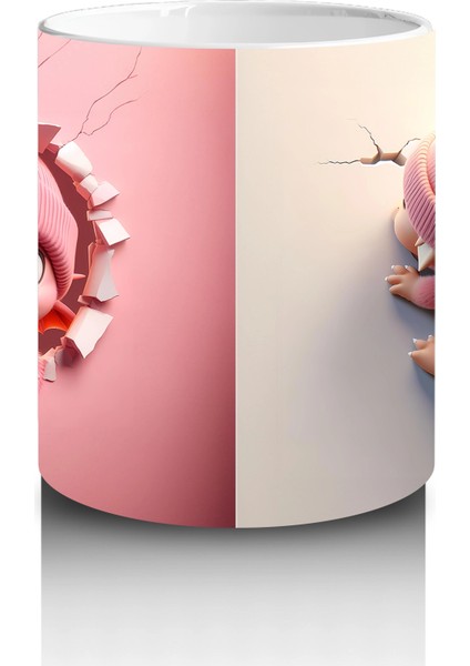 Gülümseyen Sevimli Kız Maskot ve Atkılı Şapkalı Figür – Baskılı Kahve Kupası modelleri