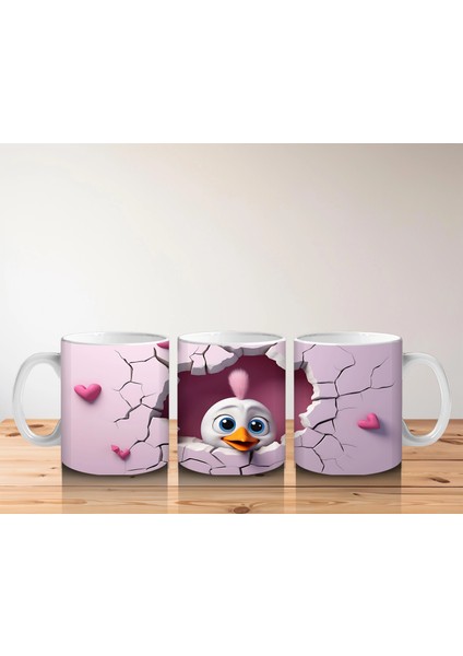 Kalpli Duvar Temalı Sevimli Civciv - Baskılı Kahve Kupası indirimleri