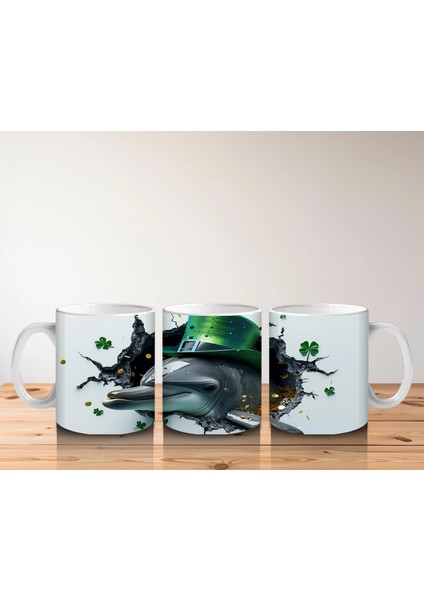 St. Patrick Şapkalı Neşeli Yunus – Baskılı Kahve Kupası indirimleri