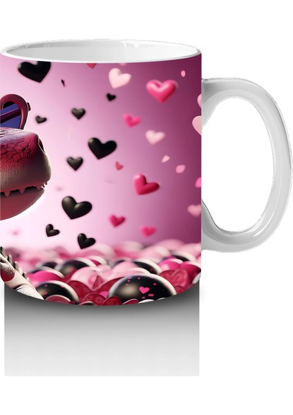 Aşk Temalı Kalpli Gözlü Dinazor – Baskılı Kahve Kupası fırsatları