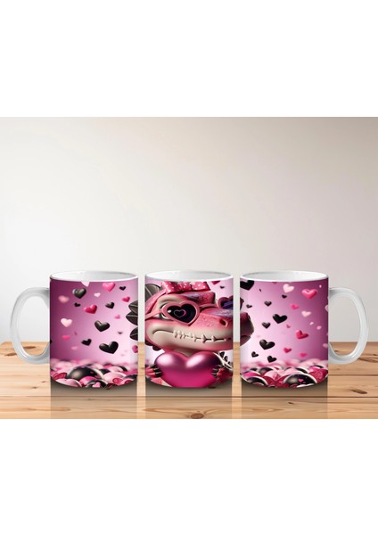 Aşk Temalı Kalpli Gözlü Dinazor – Baskılı Kahve Kupası indirimleri