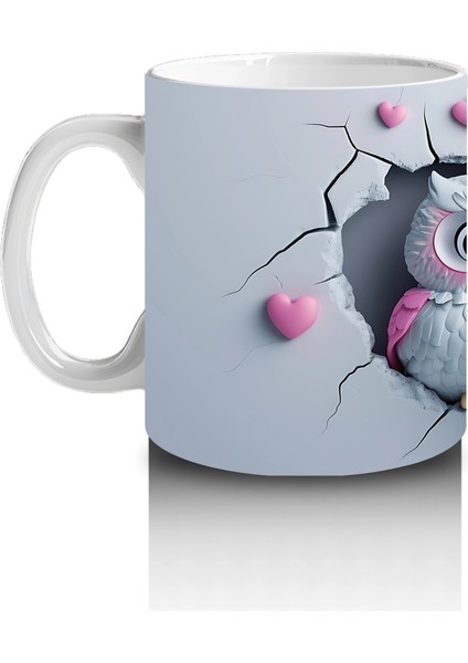 Dalda Oturan Aşık Baykuşlar ve Kalpler – Baskılı Kahve Kupası fiyatları