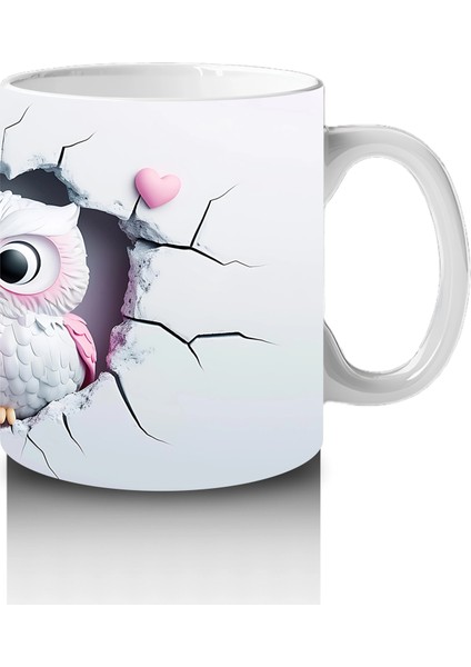 Dalda Oturan Aşık Baykuşlar ve Kalpler – Baskılı Kahve Kupası fırsatları