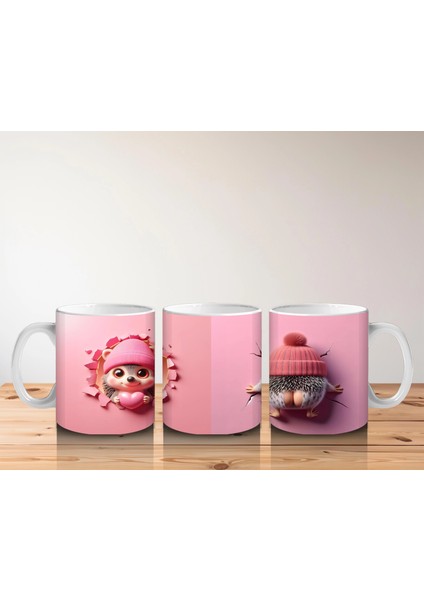 Pembe Fon Üzerinde Bereli Sevimli Ayıcık Tasarımı - Baskılı Kahve Kupası indirimleri