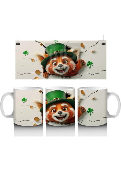 Şanslı Tilki ve Yonca Temalı - Baskılı Kahve Kupası