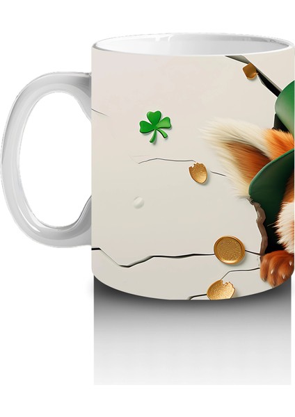 Şanslı Tilki ve Yonca Temalı - Baskılı Kahve Kupası fiyatları