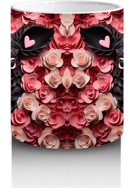 Pembe Çiçek Bahçesinde Bakan Siyah Beyaz Inek – Baskılı Kahve Kupası modelleri