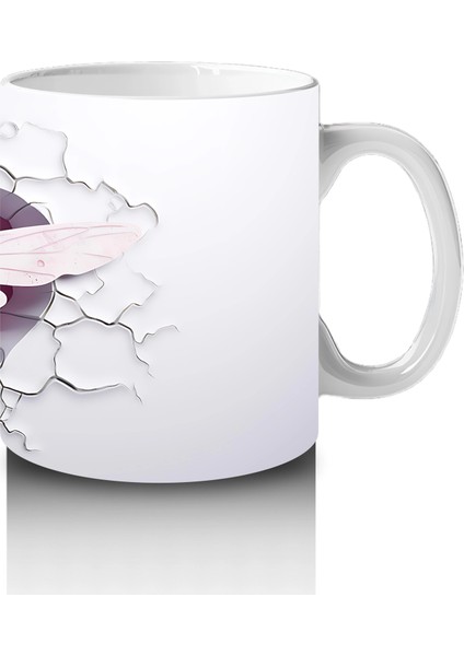 Beyaz Çiçekli Çatlakta Pembe Yusufçuk – Baskılı Kahve Kupası fırsatları