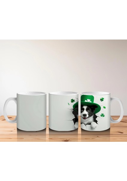 St. Patrick Şapkalı Siyah Beyaz Yavru Köpek – Baskılı Kahve Kupası indirimleri