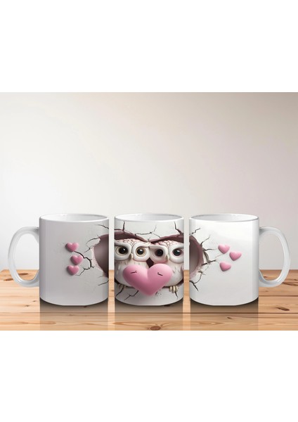 Kalpli Çatlakta Aşk Dolu Baykuş Çifti – Baskılı Kahve Kupası indirimleri