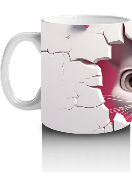 Pembe Çatlakta Bakan Sevimli Kedi Yavrusu – Baskılı Kahve Kupası fiyatları