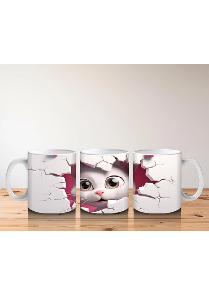 Pembe Çatlakta Bakan Sevimli Kedi Yavrusu – Baskılı Kahve Kupası indirimleri