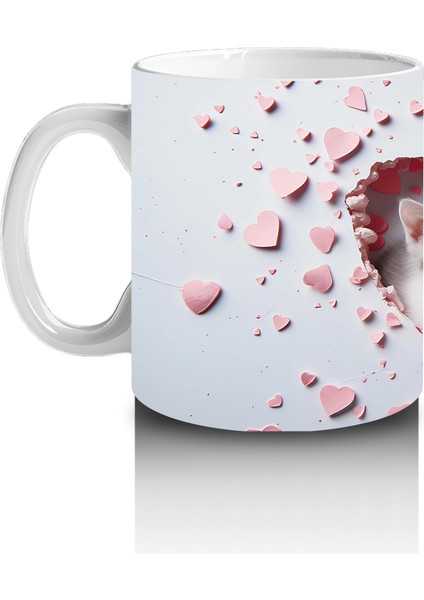 Kalp Çatlağından Bakan Sevimli Gri Kedi – Baskılı Kupa Bardak fiyatları