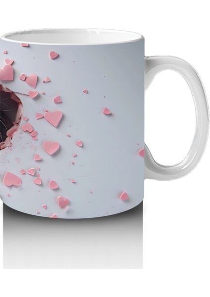 Kalp Çatlağından Bakan Sevimli Gri Kedi – Baskılı Kupa Bardak fırsatları