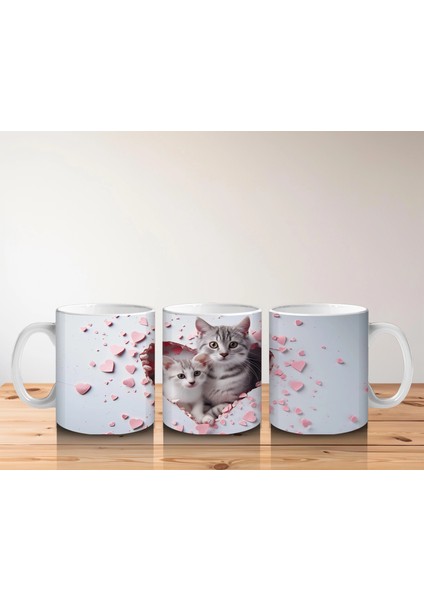 Kalp Çatlağından Bakan Sevimli Gri Kedi – Baskılı Kupa Bardak indirimleri