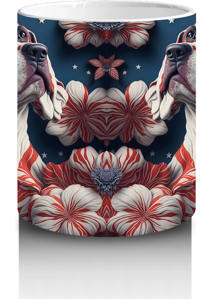 Kırmızı Kalpler ve Desenlerle Bulldog Illüstrasyonu – Baskılı Kahve Kupası modelleri