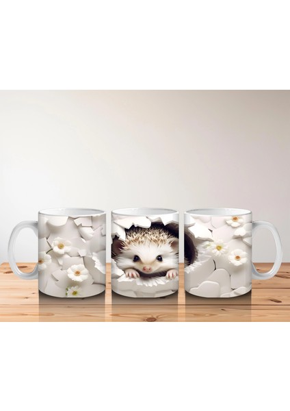 Beyaz Çiçekli Arka Planda Sevimli Tilki – Baskılı Kahve Kupası indirimleri