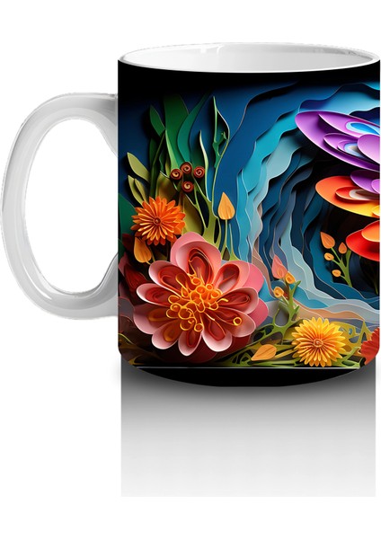 Canlı Çiçekler Arasında Renkli Kelebek – Baskılı Kahve Kupası fiyatları