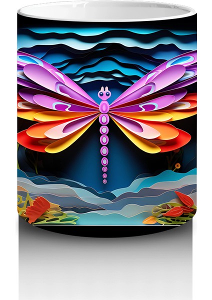 Canlı Çiçekler Arasında Renkli Kelebek – Baskılı Kahve Kupası modelleri