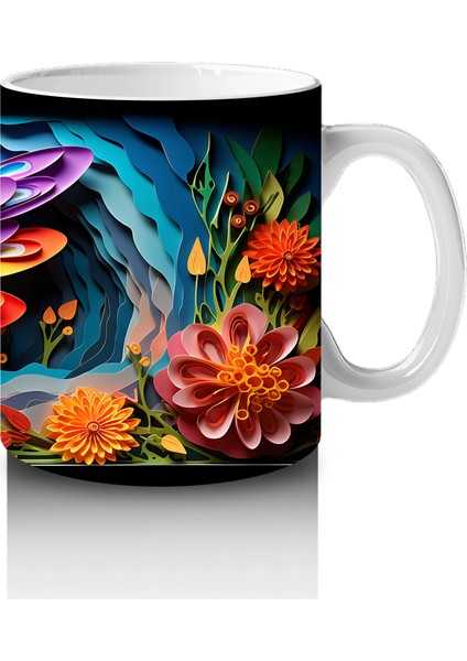 Canlı Çiçekler Arasında Renkli Kelebek – Baskılı Kahve Kupası fırsatları