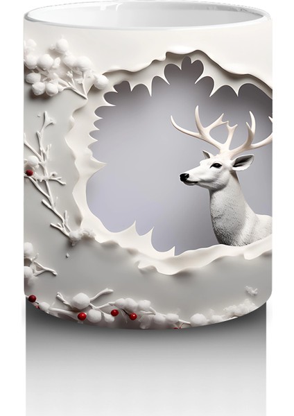 Çiçekli Duvar Desenli Minik Geyik – Baskılı Kahve Kupası modelleri