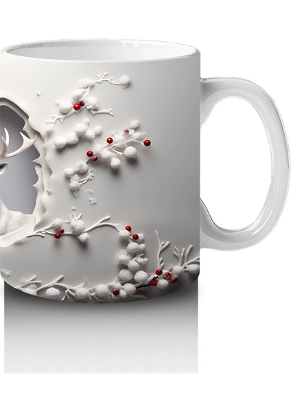 Çiçekli Duvar Desenli Minik Geyik – Baskılı Kahve Kupası fırsatları