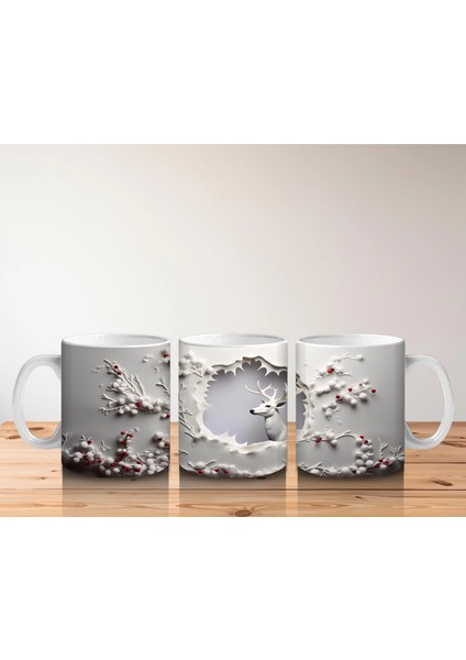 Çiçekli Duvar Desenli Minik Geyik – Baskılı Kahve Kupası indirimleri