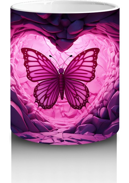 Mor Kristaller Arasında Parlayan Kelebek – Baskılı Kahve Kupası modelleri