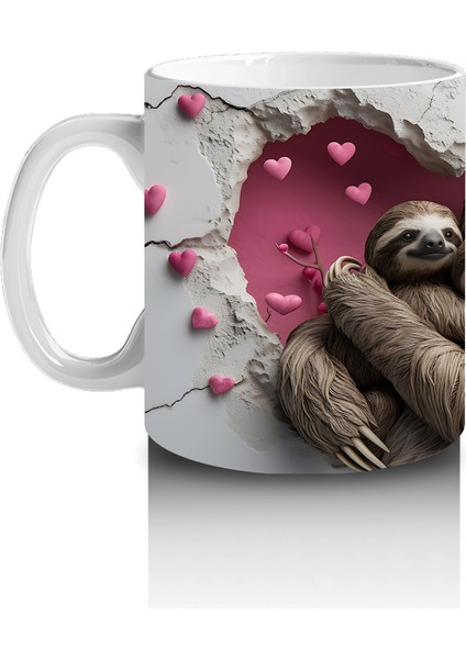 Kalp Tutan Şapkalı Sevimli Tembel Hayvan – Baskılı Kahve Kupası fiyatları