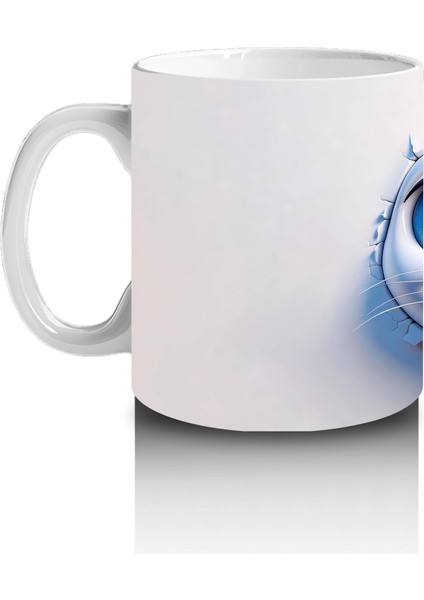 Gözleri Kocaman Sevimli Beyaz Maskot Yüzü – Baskılı Kahve Kupası fiyatları