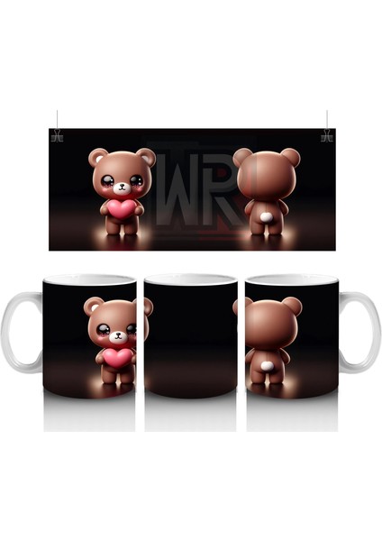 Kalpli Gözlerle Bakan Tatlı Ayıcık Karakteri – Baskılı Kahve Kupası