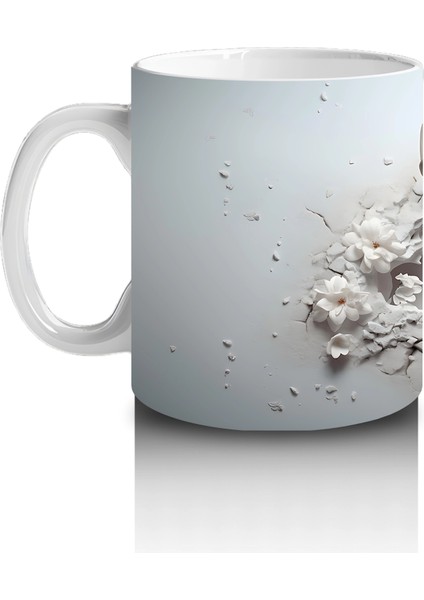 Minimal Gri Tonlarda Çatlakta Beliren Geyik – Baskılı Kahve Kupası fiyatları