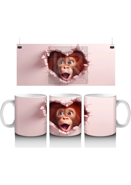 Kırık Duvar Arasından Bizi Izleyen Maymun – Baskılı Kahve Kupası