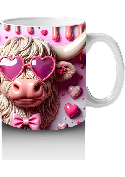 Sevimli Suratlı Kalpli Fonlu Pembe Buzağılar – Baskılı Kahve Kupası fırsatları