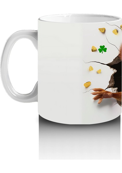 Yeşil Şapkalı Neşeli Sincap Karakteri – Baskılı Kahve Kupası fiyatları