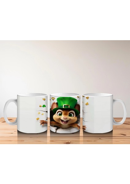 Yeşil Şapkalı Neşeli Sincap Karakteri – Baskılı Kahve Kupası indirimleri