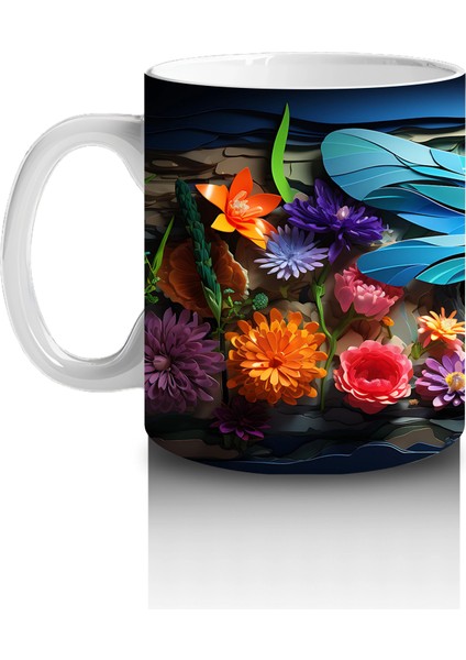 Çift Mavi Yusufçuk ve Çiçek Bahçesi – Baskılı Kahve Kupası fiyatları