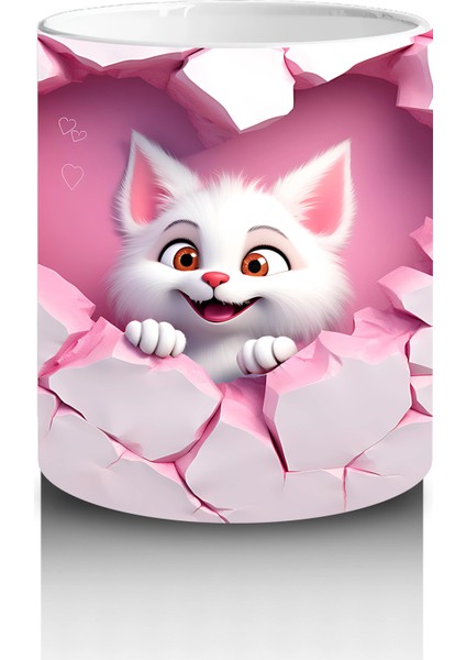 Kalp Çatlağından Bakan Kedicik – Baskılı Kahve Kupası modelleri