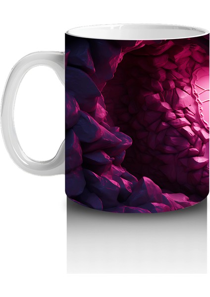 Pembe Işıltılı Taşlar Arasında Kelebek Silueti – Baskılı Kahve Kupası fiyatları